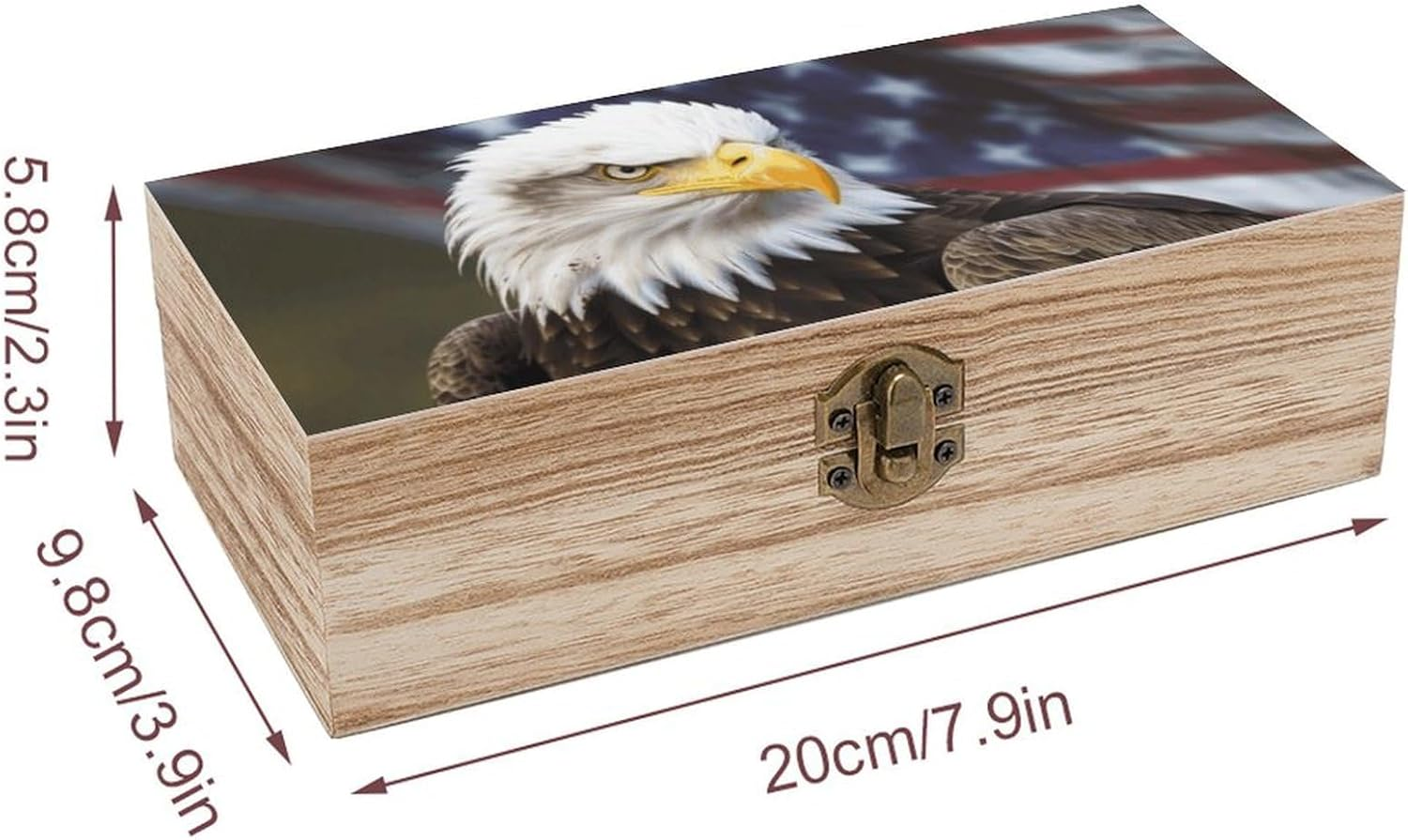 Bald Eagle Wooden Box Wood Wedding Keepsake Boxes with Lids Small Decorative Boxes Lightweight Wooden Memory Storage Box for Crafts Keepsakes Jewelry Photo Letter Storage image number 5