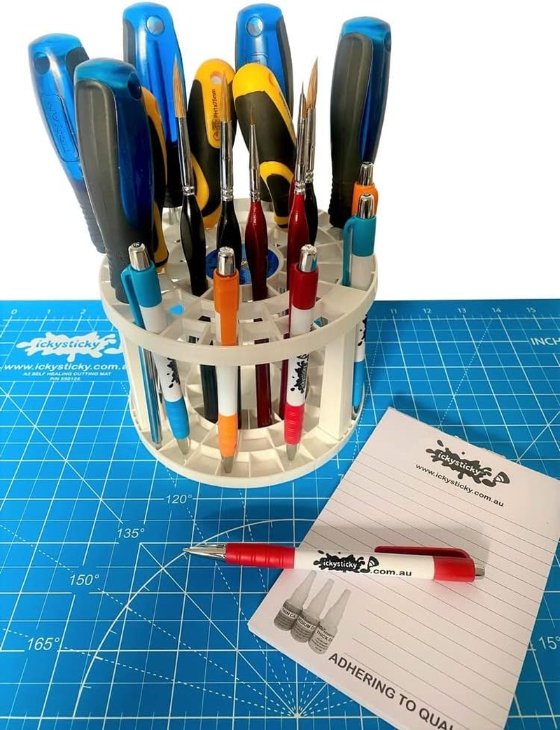 Ickysticky Paint Brush Stand Multifunction Penholder round White Paint Brush Holder Organizer Paint Brush Holder Stand image number 4