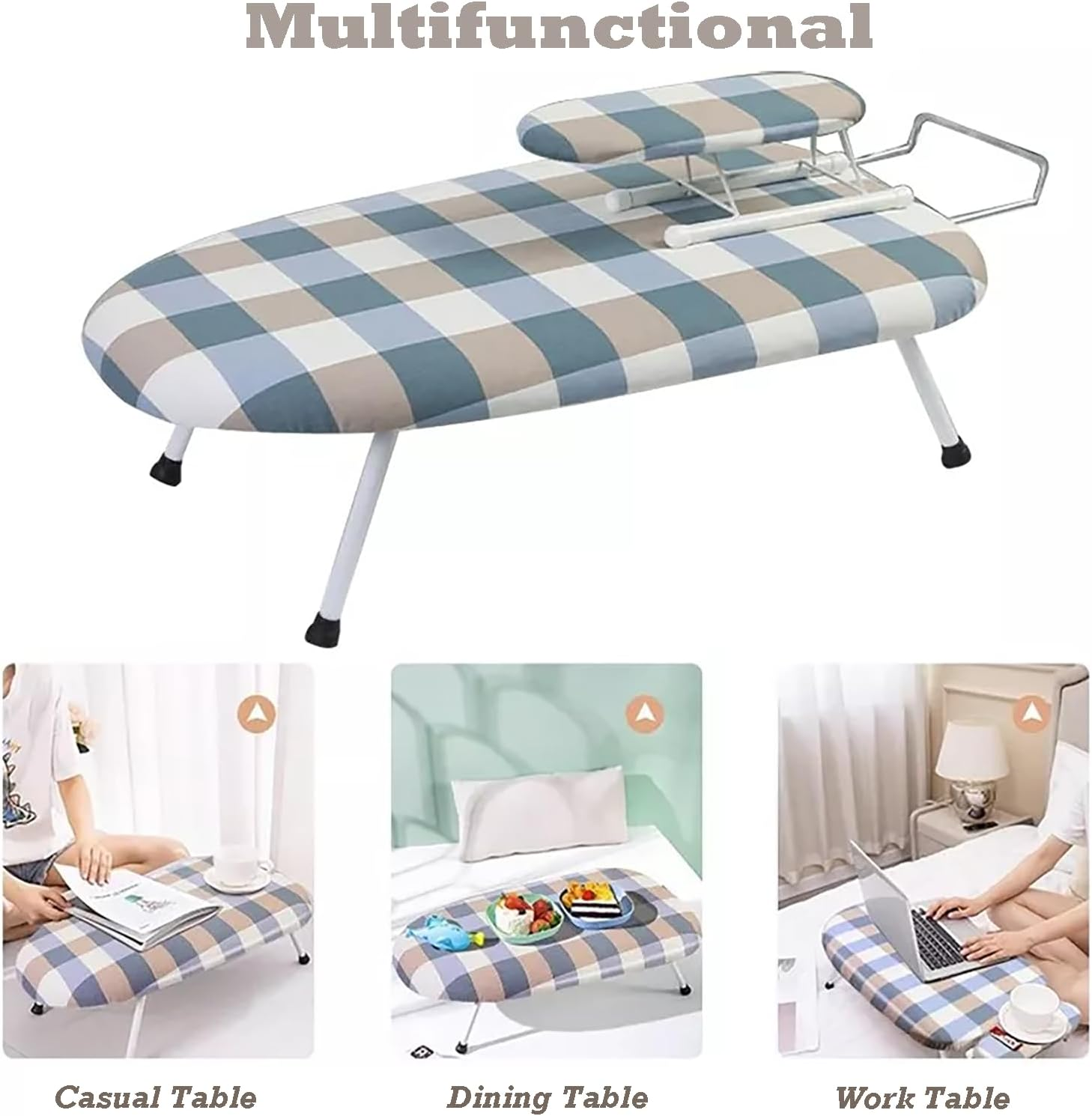 GOTILING Foldable Ironing Board - 60X37X17Cm Compact Steel Frame with Removable Cover, Sleeve Board and Wall Hook for Laundry and Travel image number 5