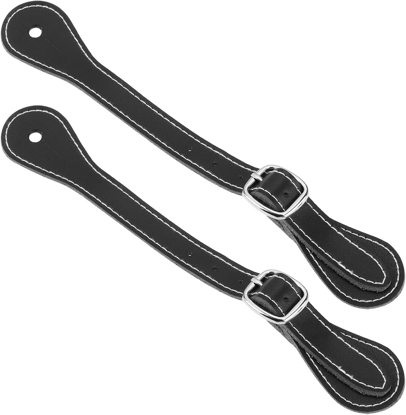 Ecsing 2Pcs Leather Spur Straps Adjustable Single Ply Cowhide Spur Straps for Horse Riders