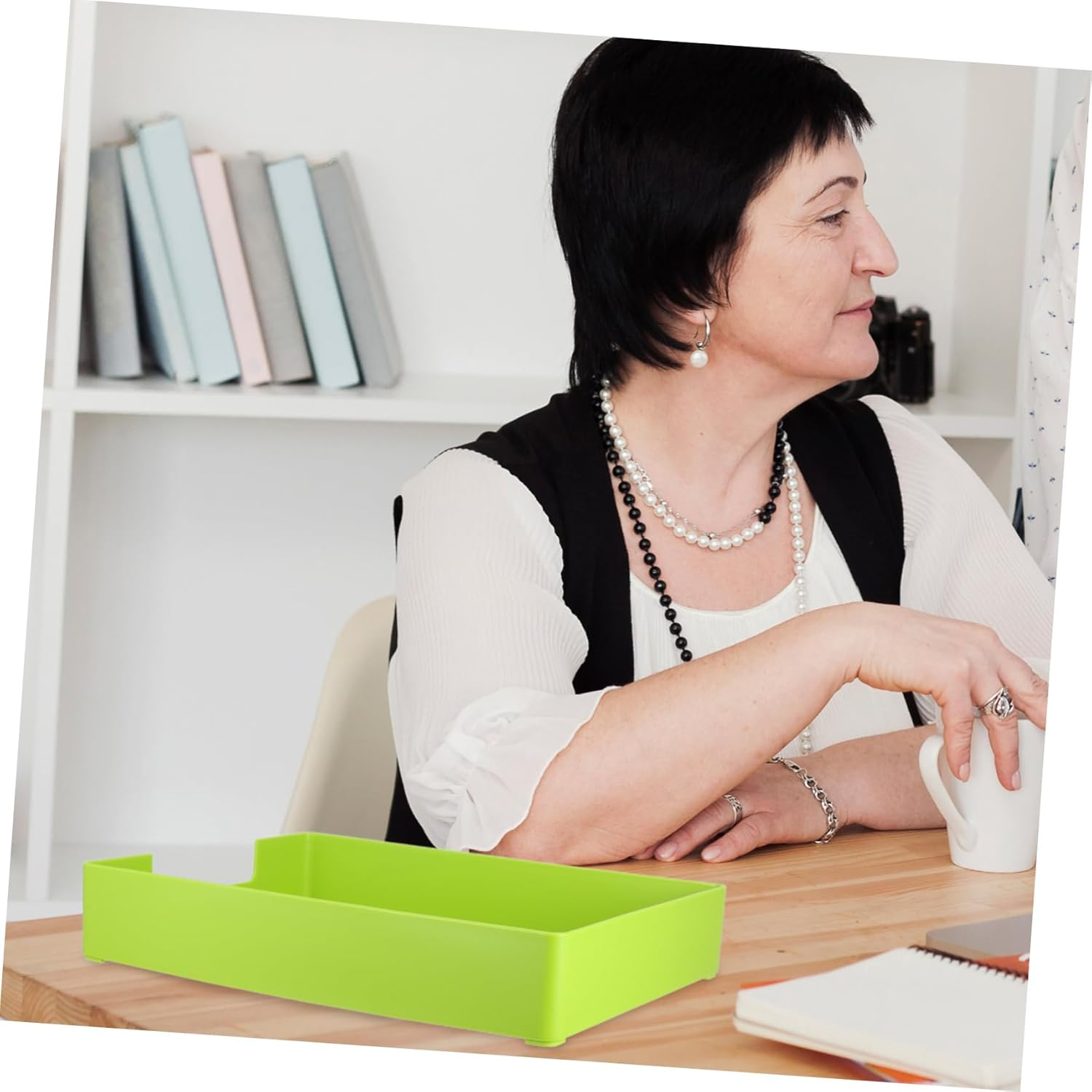 SECFOU Versatile Stationery Office Product Square Shape Desktop Organizer Paper Organizer Desk Tray Document Receipt Storage Box image number 1