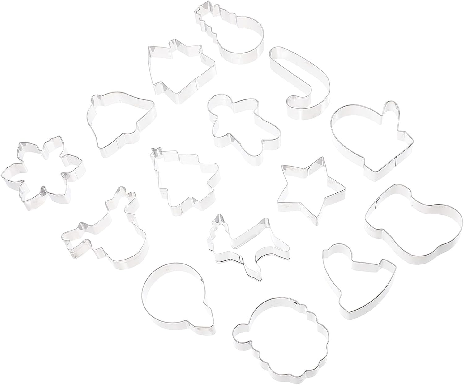 Amosfun 15Pcs Cookie Cutter Christmas Cartoon Baking Mold Stainless Steel DIY Cookie Cutter for Biscuits Baking Tool Christmas image number 5