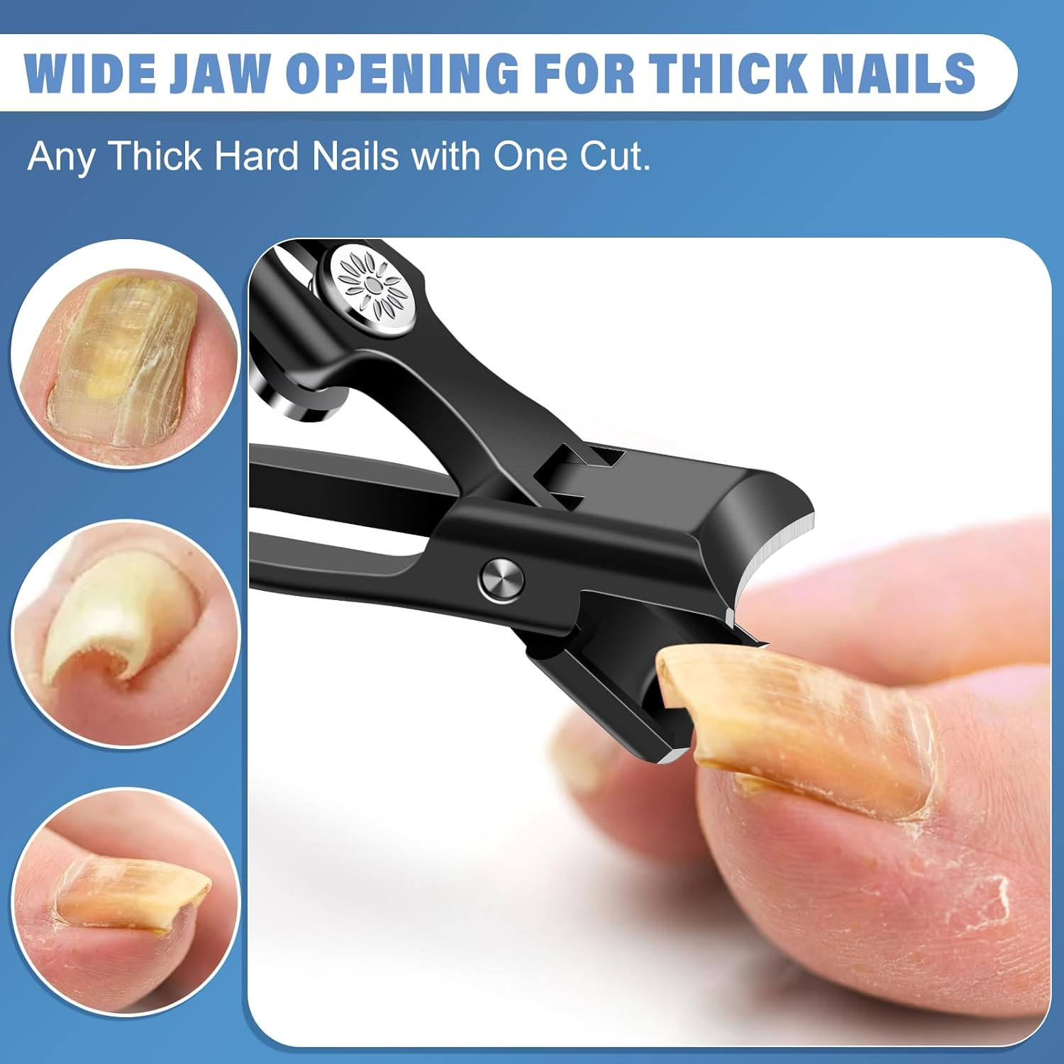 Slanted Nail Clippers for Men, Popular Wide Jaw Nail Clippers with Catcher, Sharp Ingrown Toenail Clippers with Slanted Curved Blade, Wide Opening anti Splash German Nail Clipper Fingernail image number 5