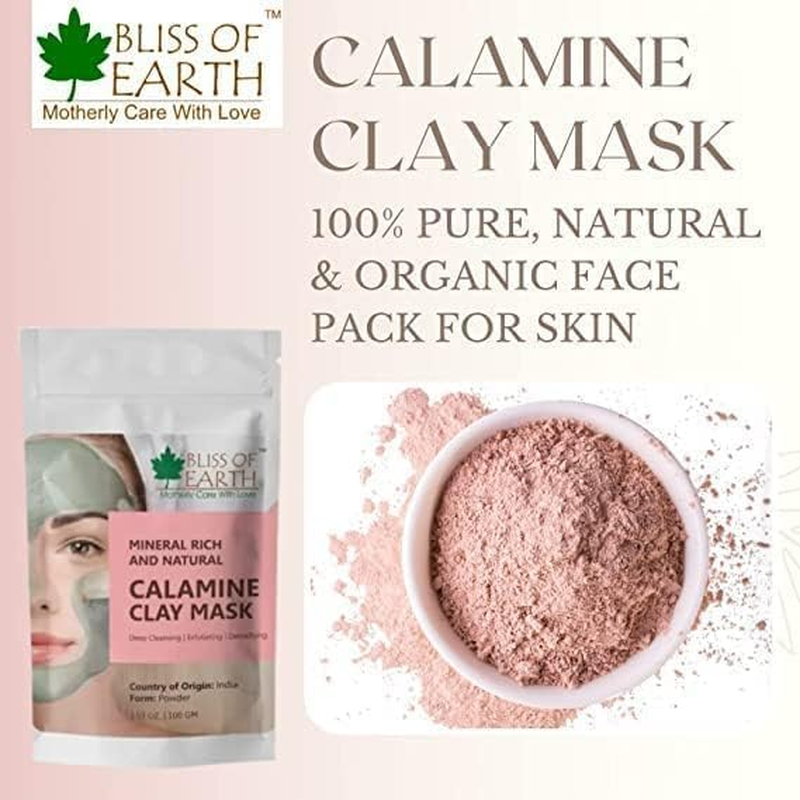 Bliss of Earth Calamine Clay Powder Great for Skin Care, Face Pack 100Gm image number 3