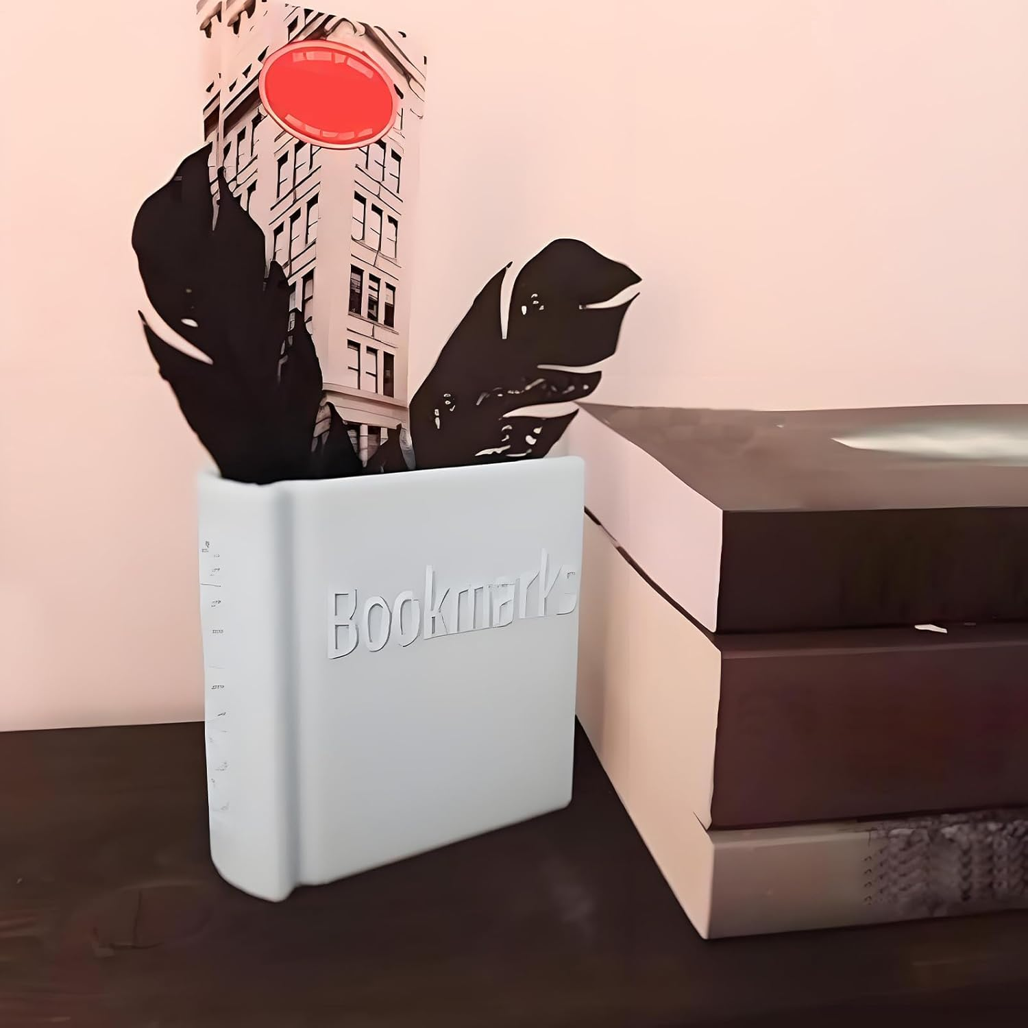 Wjnflqn Book Shaped Bookmark Holder | Desk Pen Holder Stand,3D Printed Book Shaped Desk Storage Box for Desktop Tabletop Countertop Bedside Bookshelf Home Reading Booth