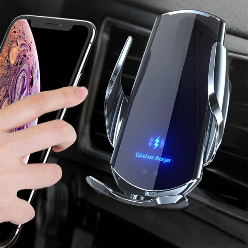 Wireless Car Charger Auto-Clamping,Infrared Sensor Mobile Phone Navigation Holder,10W Charging and 3 Magnetic Adapters, Compatible with All Mobile Phones. image number 4