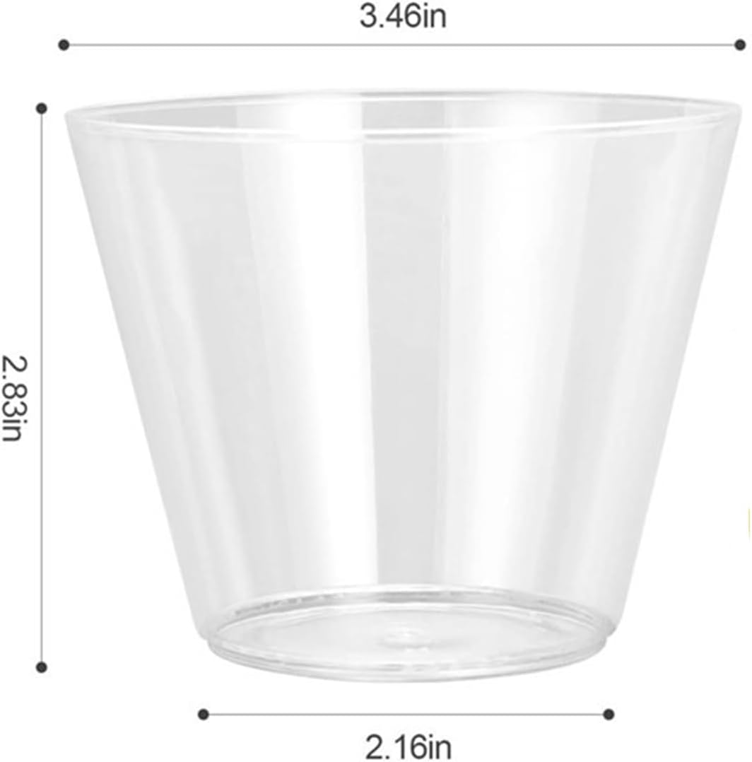 100 PCS Champagne Gold Cups, 9 Oz Elegant Reuse Wine Glasses Cups