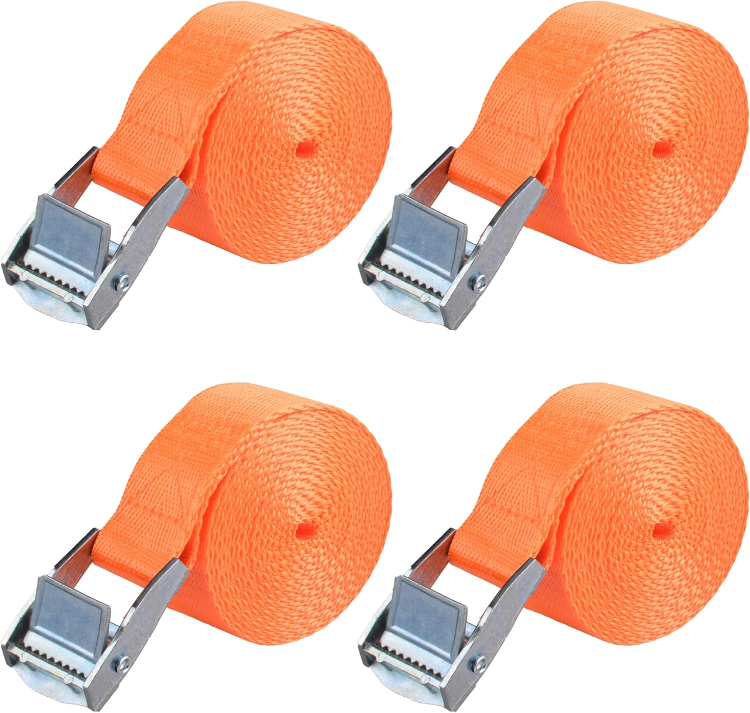 Azarxis Lashing Tie down Straps Cinch Webbing with Adjustable Heavy Duty Cam Buckle for Securing Cargo Roof Rack Motorcycle Kayak Surfboard Truck Luggage (2M, Orange - 4 Packs) image number 4