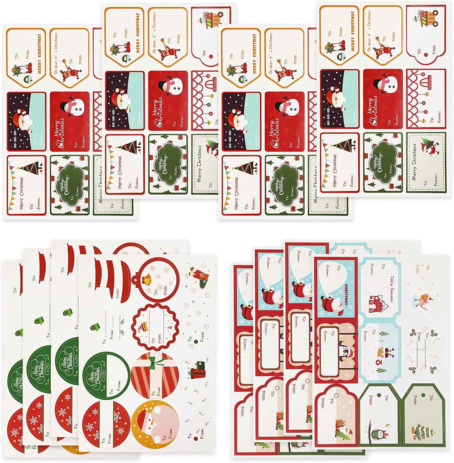 Hianjoo Gift Tags Stickers for Christmas, Gift Name Tags Stickers for Christmas Presents 112Pcs, 28 Designs Self-Adhesive Labels, to from Xmas Gift Tags Xmas Festival Birthday Wedding Decor image number 6