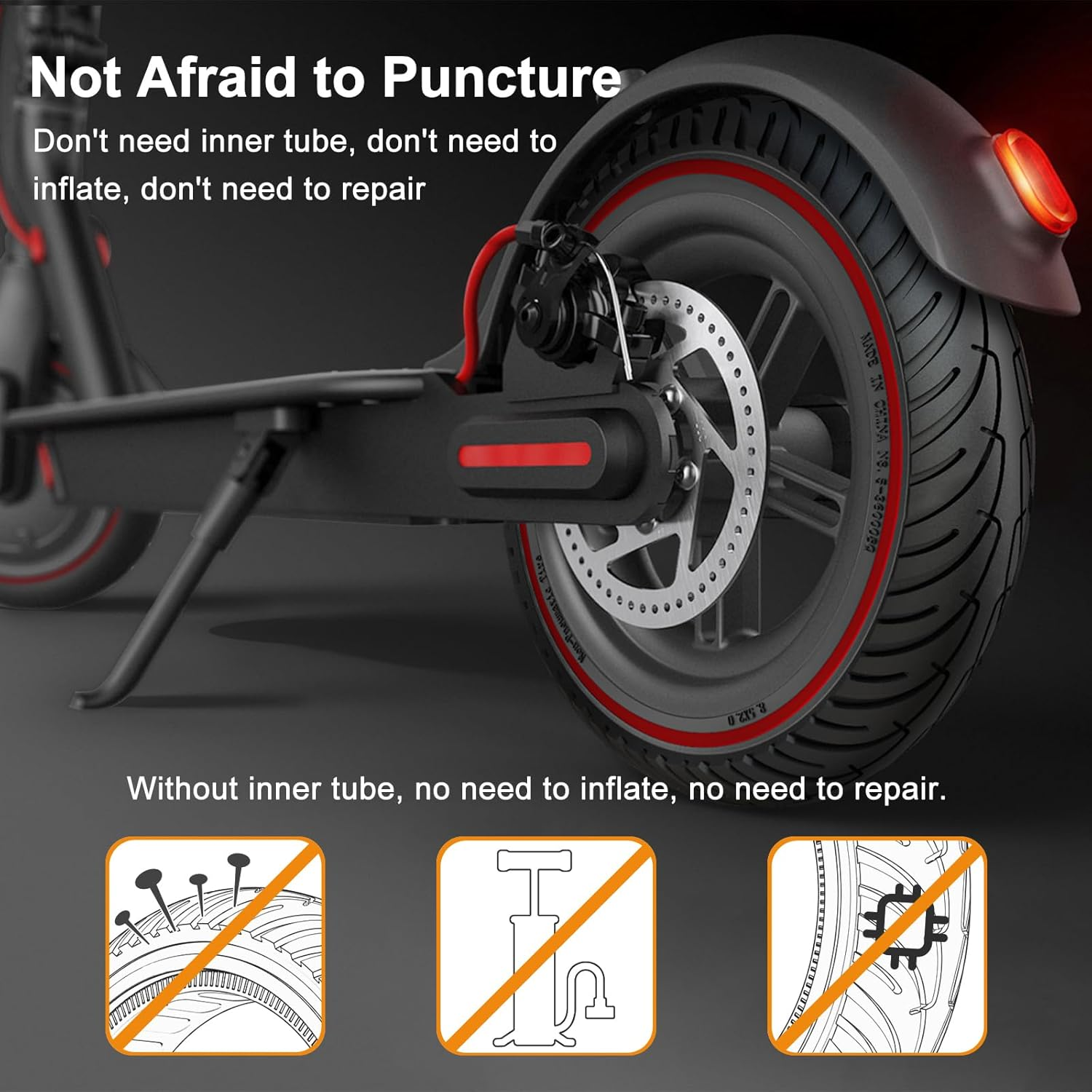 8.5 Inch Solid Rubber Honeycomb Tyres for Xiaomi M365/Pro/Pro2/1S/Gotrax Gxl V2/XR Escooter, Universal Replacement Tyres Front and Rear Wheels
