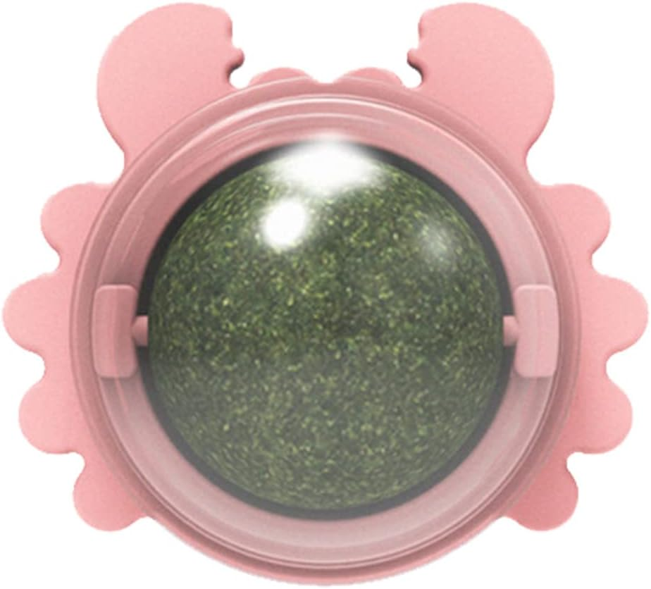 Catnip Wall Ball Catnip Ball Toy Rotatable Cat Licking Treat Toy Healthy Cat Candy Licking Snack Adhesive Edible Cat Toy Nutrition Catnip Snack Energy Ball for Cat Kitten Indoor (Blue)