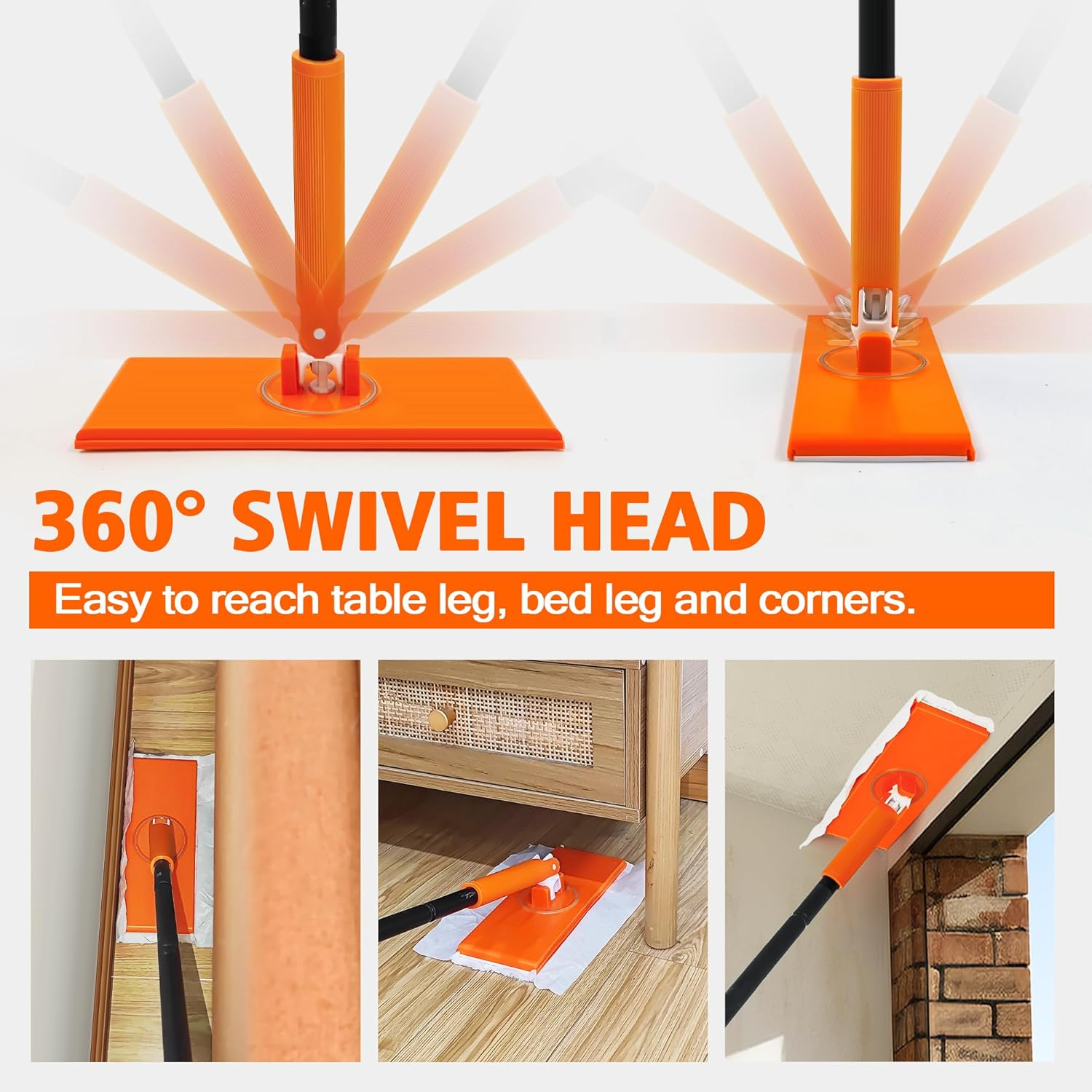 JEHONN Sweeper Mop Compatible with Swiffer Pads, 2-In-1 Starter Kit for Multi Surface Cleaning, Disposable Floor Duster, 10 Dry Sweeping Cloths, 10 Wet Mopping Refills for Kitchen Wall Window image number 5