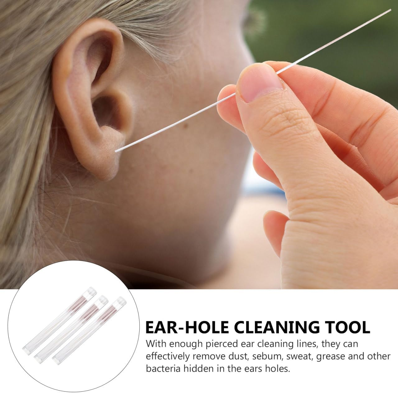 Operitacx 180Pcs Ear Hole Floss Earrings Hole Cleaner Piercing Aftercare Cleaner Ear Cleaning Line Ear Care Tools image number 1