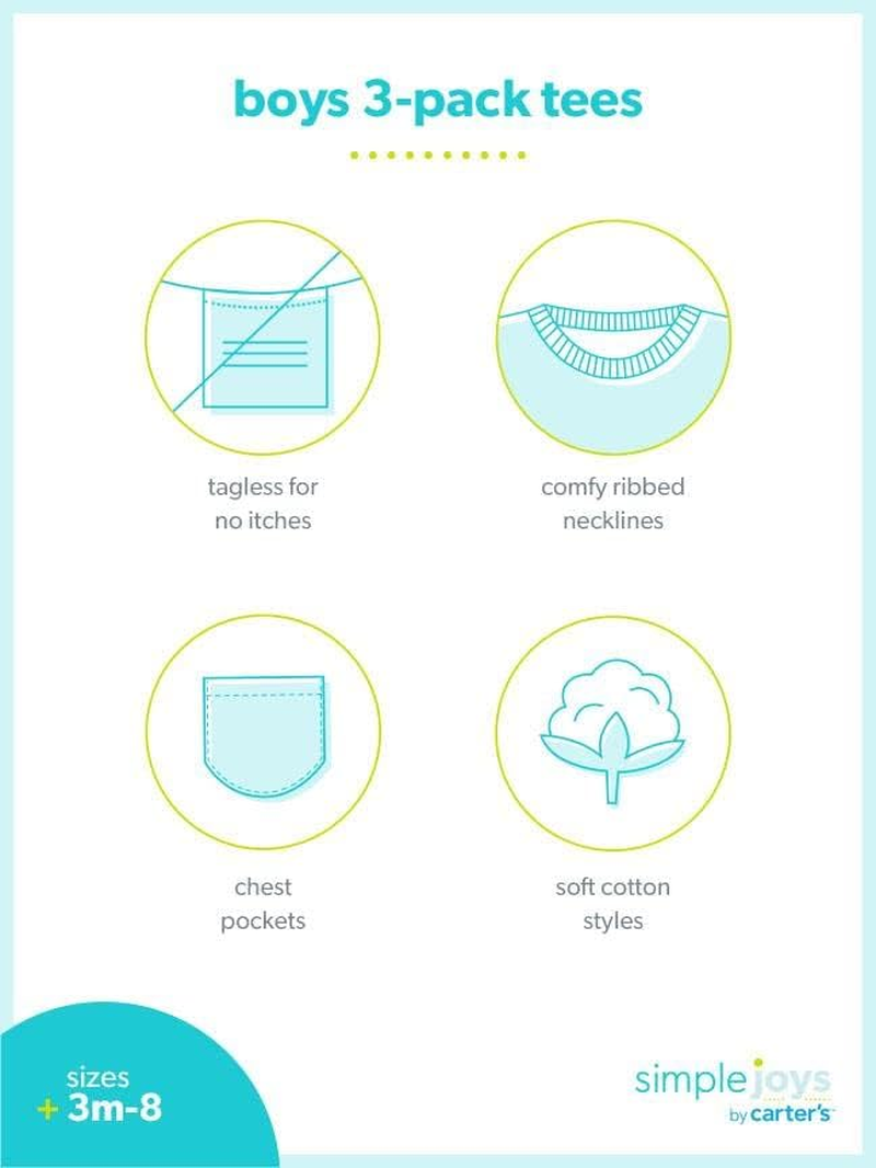 Simple Joys by Carter'S Baby Boys' 3-Pack Short-Sleeve Tee Shirts image number 5
