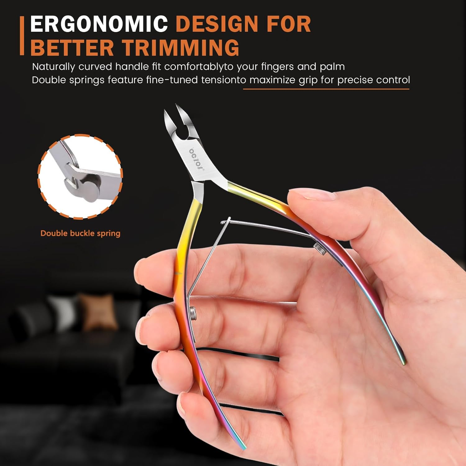 BEZOX Cuticle Clippers Rainbow Nail Cuticle Nipper, Stainless Steel Cutical Cutter Cuticle Remover Trimmers, Professional Manicure & Pedicure Tool - 7Mm Jaw - Red image number 6