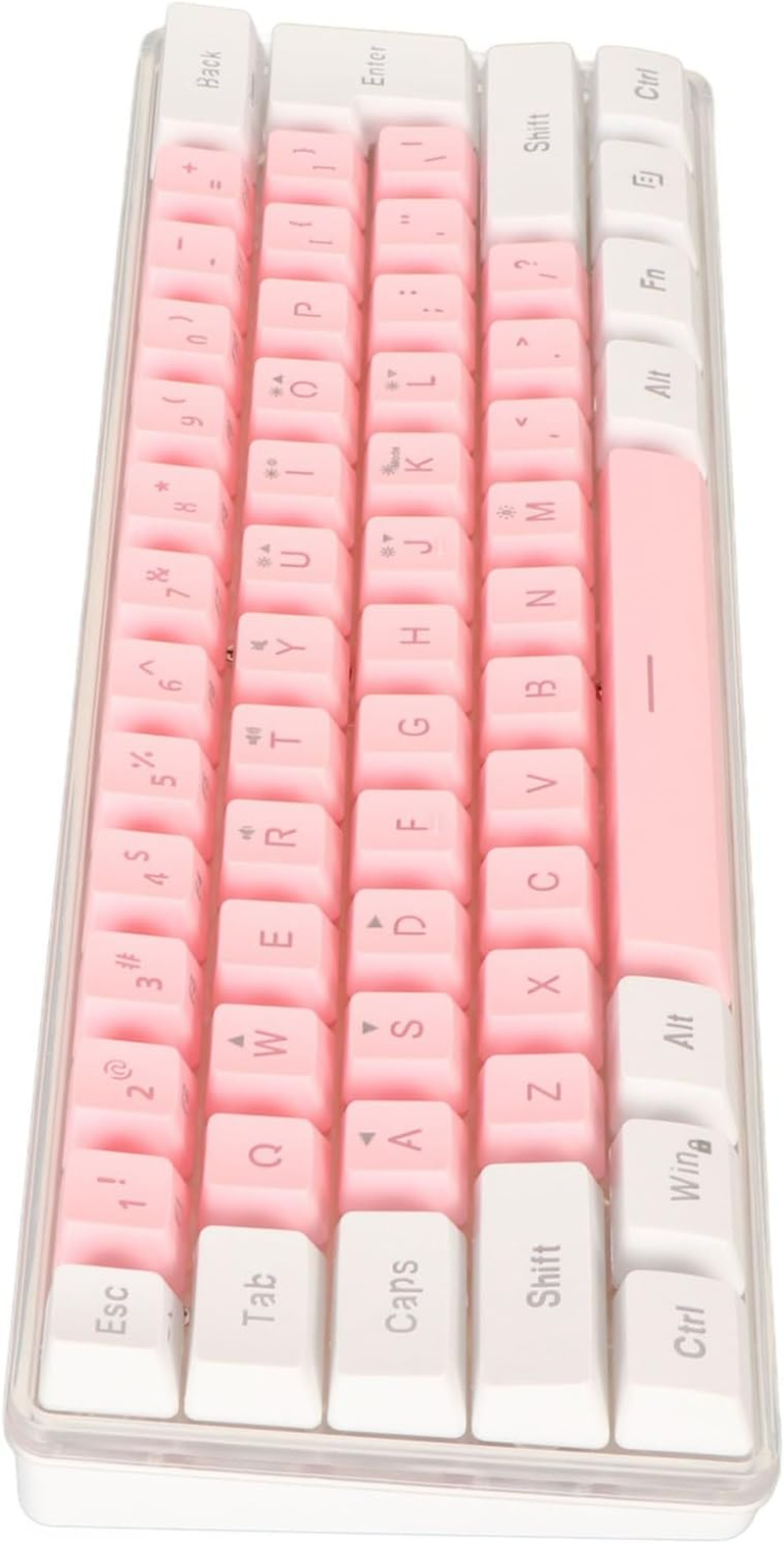 Gaming Keyboard, USB Wired Compact Keyboard RGB Backlight Mimicry Machine Technology Space-Saving Travel Typer (White Pink) image number 5