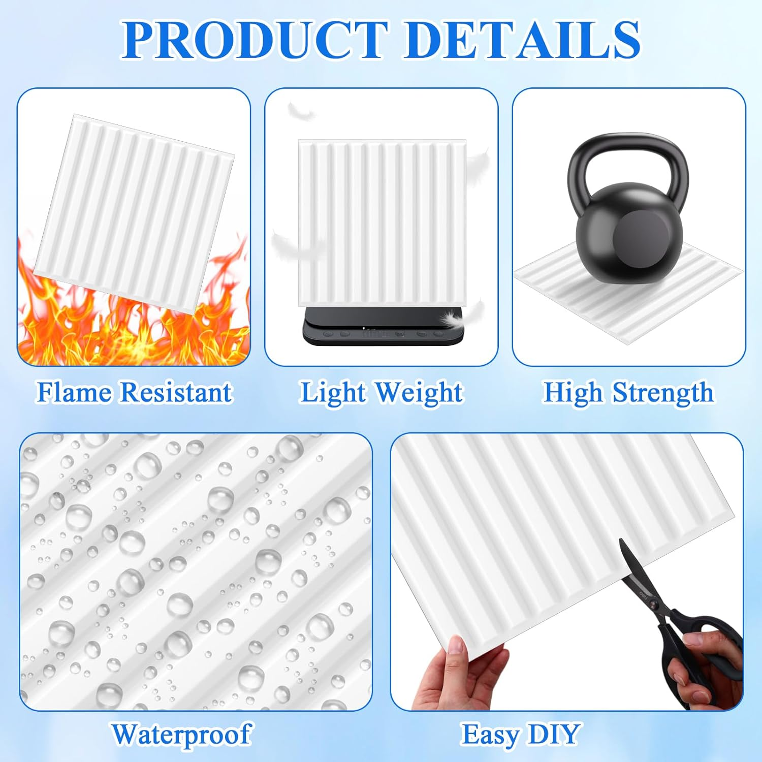 Nuanchu 32 Pcs 3D Slat Wall Panels 12 X 12 Inch PVC Fluted Textured Panel Cuttable Glue up Wall Art Decorative Tiles for Ceiling Studio Bathroom Interior TV Background (White) image number 1