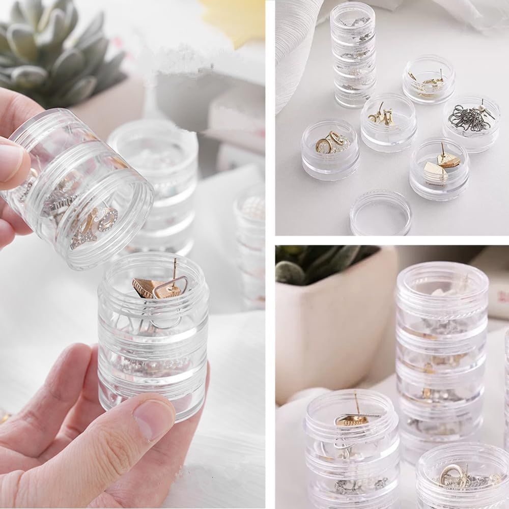 Small Stackable Containers, round Stackable Containers,Stackable round Plastic Bead Storage Jars Cuicanfla 6 Set 6 Layer Clear Stackable Jars round Container,Stackable round Plastic Containers image number 1