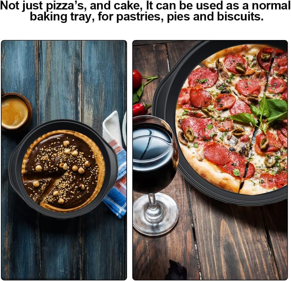 DATOUPINGQI Sandwich Cake Tin, 8 Inch Cake Tin Set of 2, Non-Stick round Cake Tins for Baking Cake, Pies, and Pudding - Easy to Clean Black Carbon Fixed Base round Cake Tin with Handle image number 2