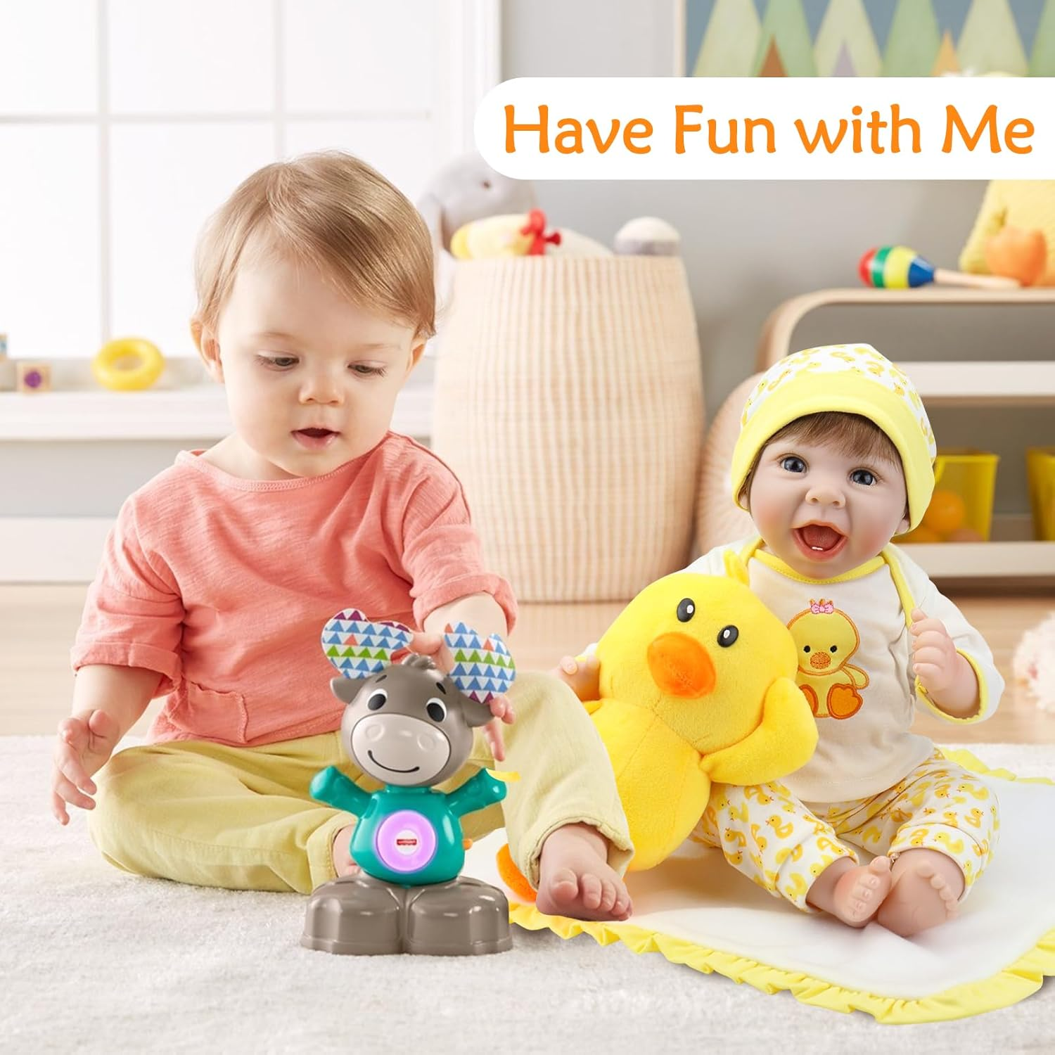 Aori Realistic 22In Reborn Baby Doll in Ducky Outfit, Yellow, 22'' (24325) image number 1