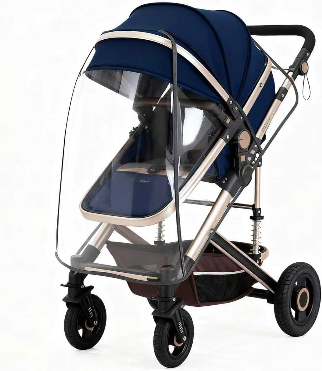 Large Baby Stroller Rain Cover, Durable Pram Accessories, Travel Pram Cover，Rainproof, Windproof, Dustproof and Insect-Proof High Transparency Full Coverage image number 1