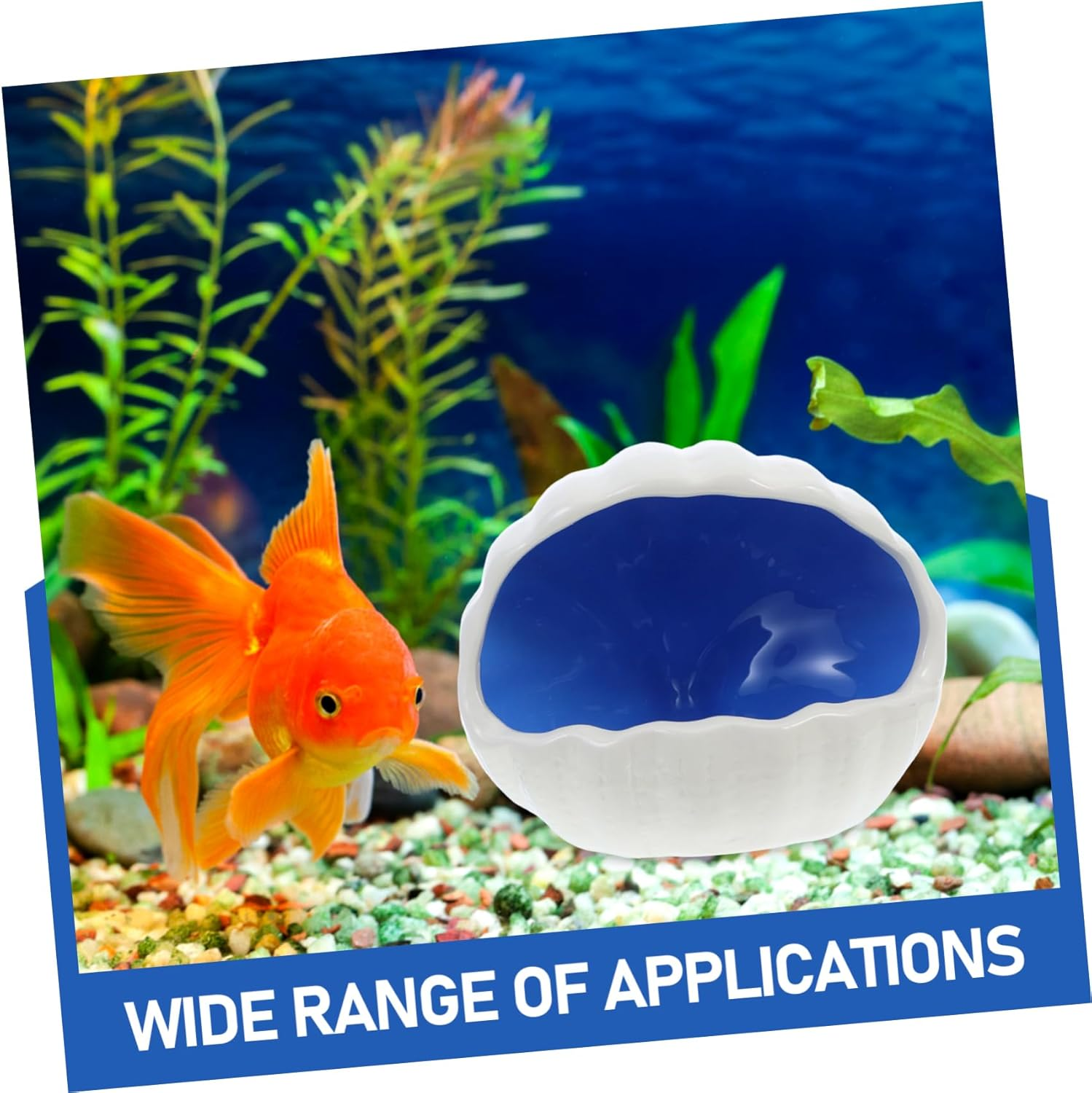 EXHUMKY Ceramic Shell Shape Fish House Aquarium Decorations Fish Tank Cave Ornament for Small Pet Hides image number 3