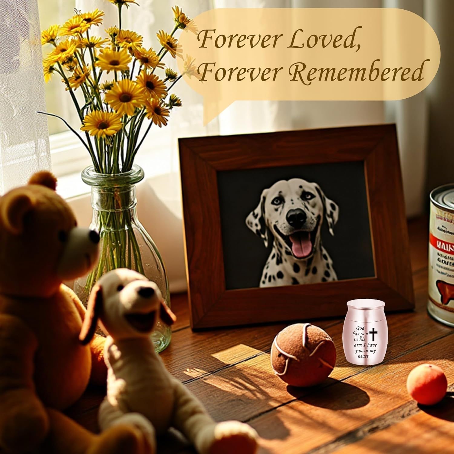 Pet Memorial Urns for Ashes, Keepsake Memorial Urns Teeth Hair, Rose Gold-Plated Stainless Steel Jars for Cat Keepsake Loss of Dog Sympathy Gift image number 1