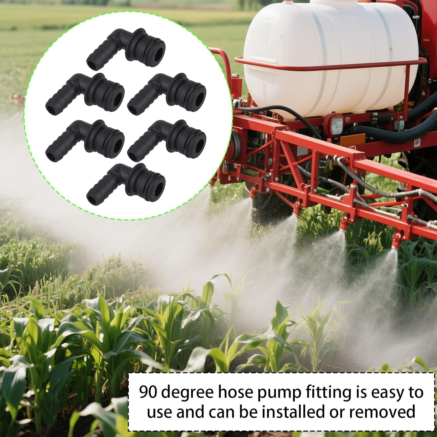 6 Pcs 20381-024 Quad Port Fittings, 3/8" Hose Barb NPT 90 Degree Elbow Quad Port Hose Connector Fittings for Garden & Lawn Water System Pumps Compatible with Flojet Pump, 3/4" OD