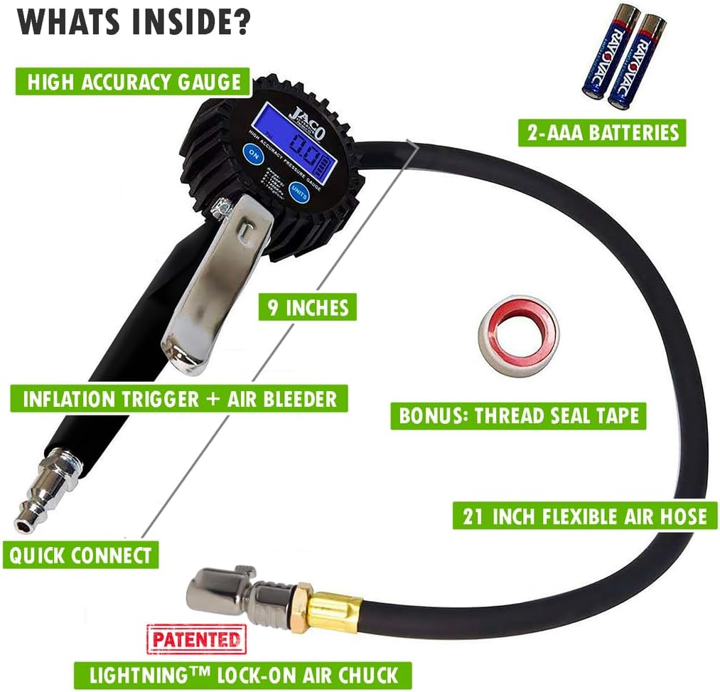 JACO Flowpro 2.0 Digital Tire Inflator with Pressure Gauge - 200 PSI image number 4