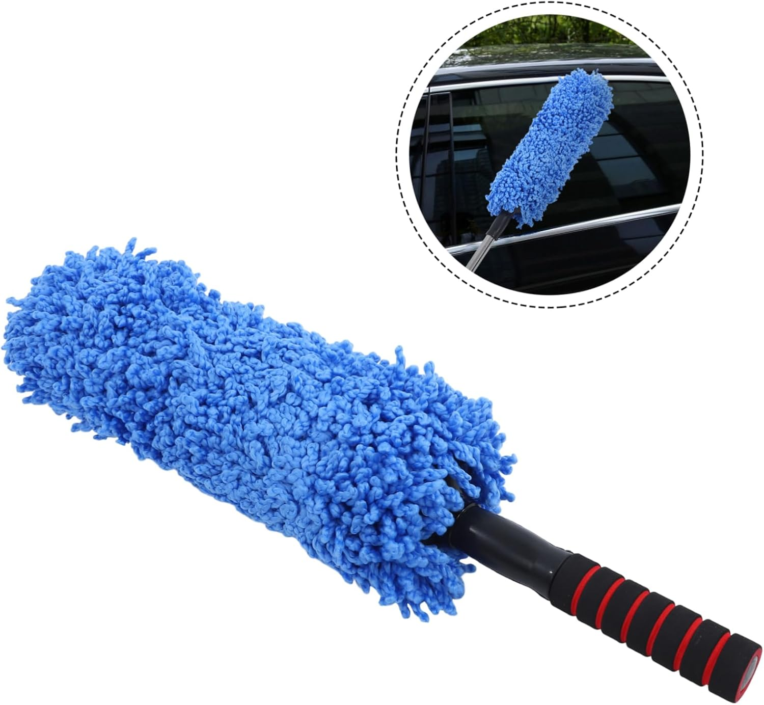 AKOOSY Car Duster Brush Microfiber Soft round Head for Interior and Exterior Dust Cleaning Blue, Automotive Dust Duster for Car Dash and Surface Cleaning image number 1