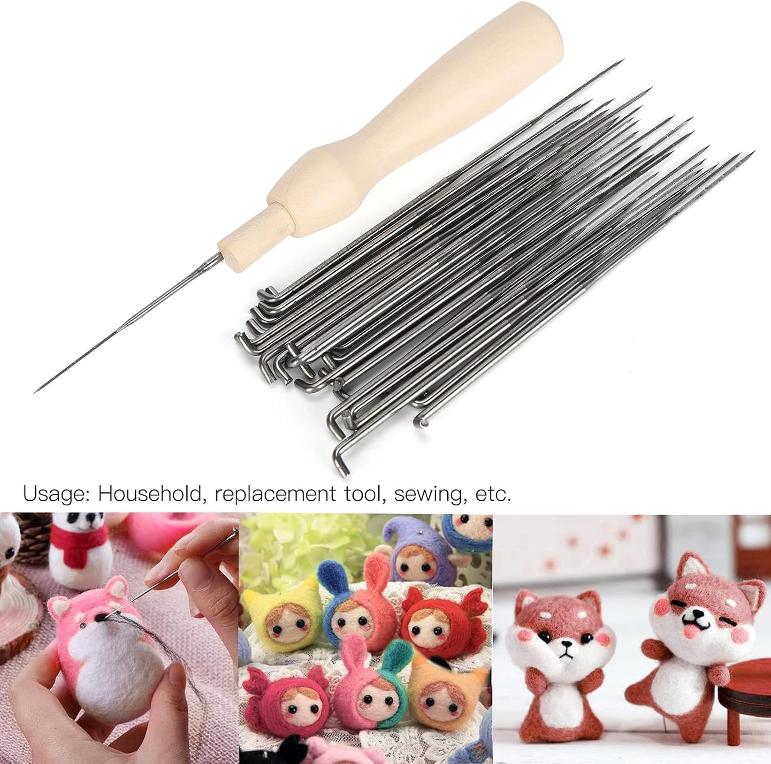 WADY Needle Felting Kit, Felting Needles Felting Tool Set 9Cm / 8.6Cm / 7.9Cm DIY Wool PIN with Storage Bottle for Making Felt Patterns for DIY and Craft (31PCS) image number 4