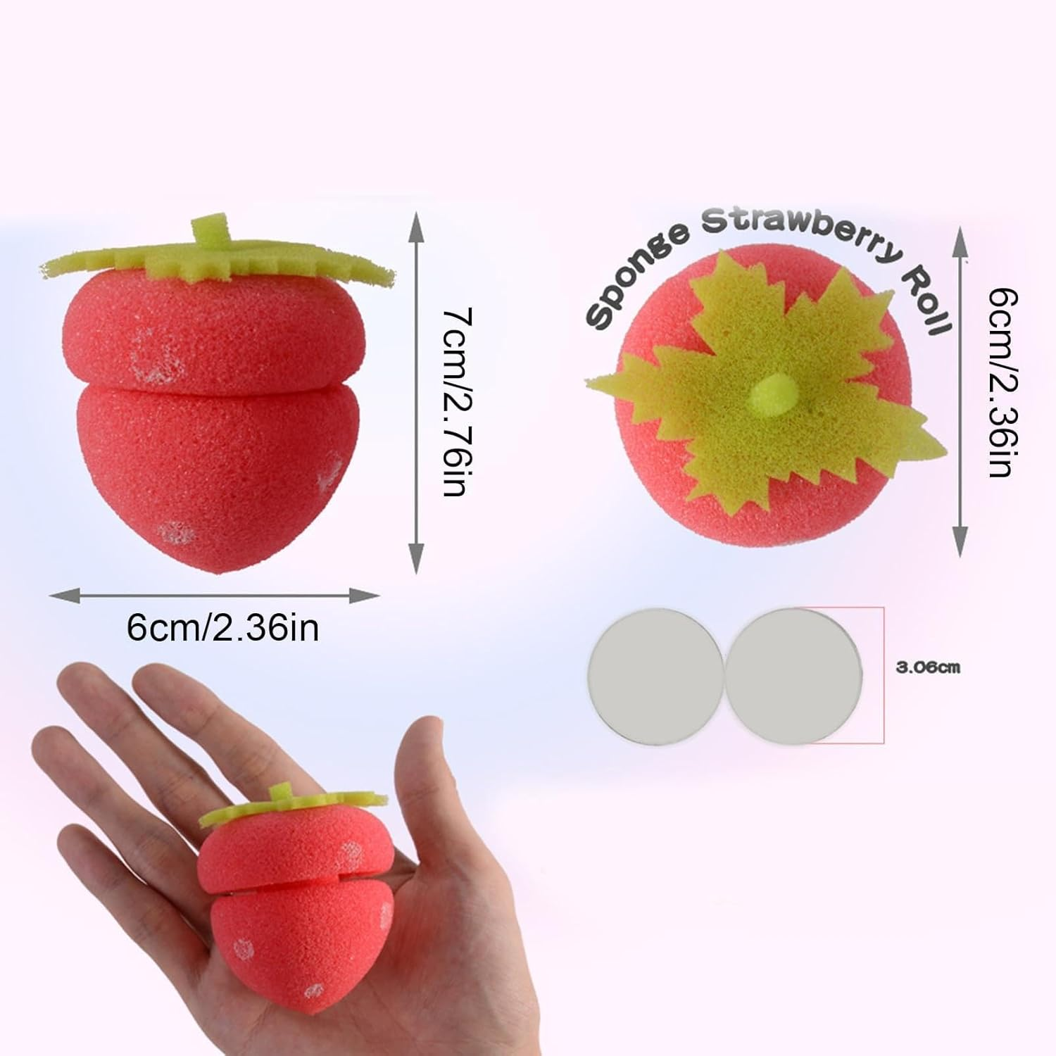 Strawberry Hair Curlers - Soft Hair Rollers, Hair Curl Tool, Night Curl Sponge, | Balle Lazy Sleep Curling Sponge, Curling Strawberry Shape Roller, Che image number 6