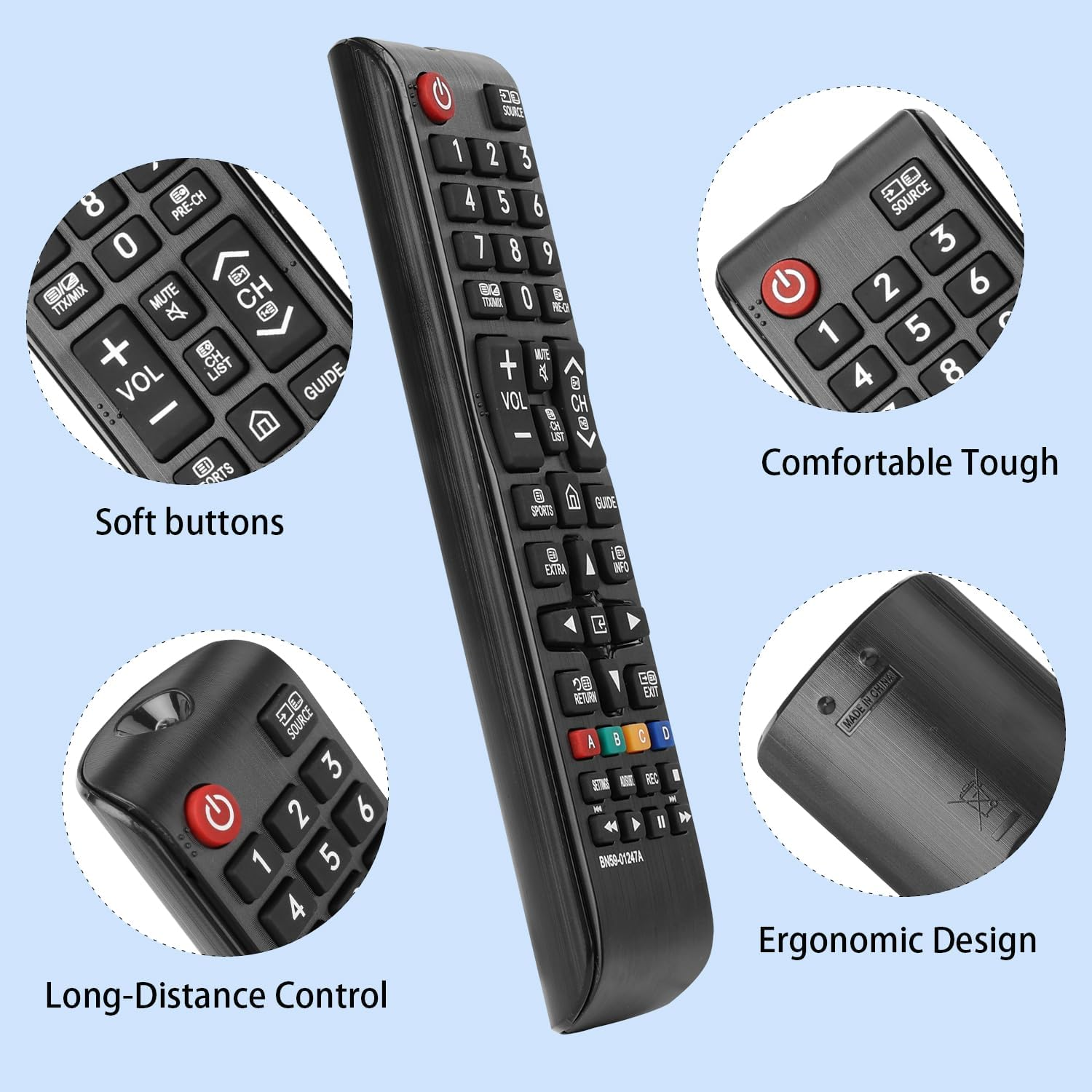BN59-01247A Universal Remote Control Compatible with Samsung Smart Tvs UA32K5500AWXXY UA40K5500AWXXY UA43KU7000WXXY UA49K5500AWXXY UA55KS9000WXXY UA60KU6000W Replacement image number 2