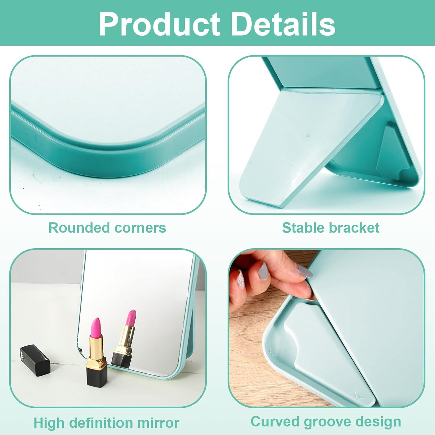 Bushhaven Premium Tabletop Mirror with Foldable Stand - Super HD Anti-Distortion Glass for Flawless Makeup, Perfect for Bathroom & Vanity Use, Ideal for Travel & Home Beauty Routine image number 5