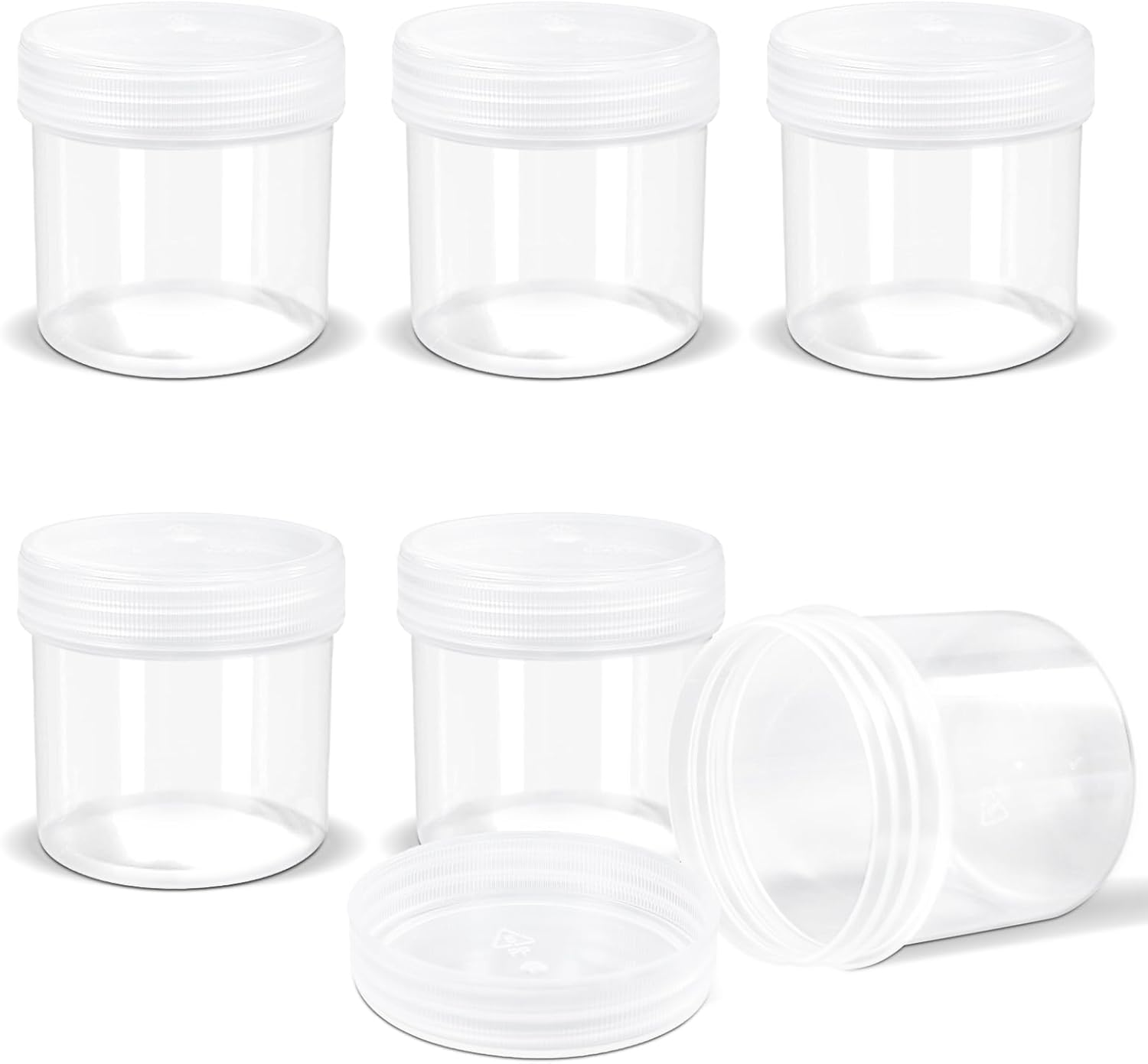ASEVAT 6 Pack Airtight Plastic Jars, Leak-Proof Travel Size Jar | Refillable Cosmetic Containers for Creams, Lotions, Tsa-Approved Clear Jars with Secure Lids (Clear)