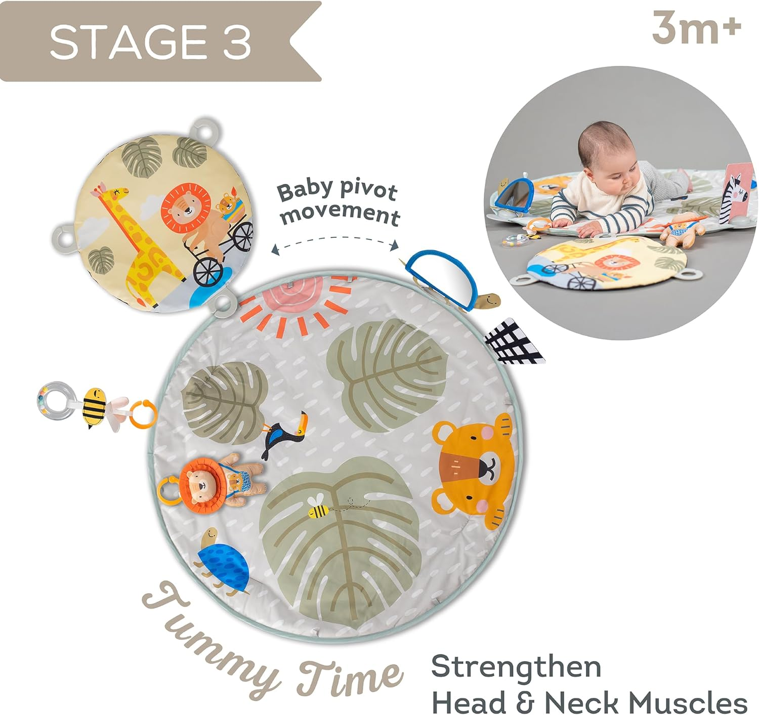 Taf Toys Savannah 360&deg; Activity Gym with Music & Light & 20 Playful Activities, Thickly Padded with Soft Mat and a Unique &ldquo;Crinkle Toy&rdquo; for a Variety of Body Positioning for Newborn and Up image number 3