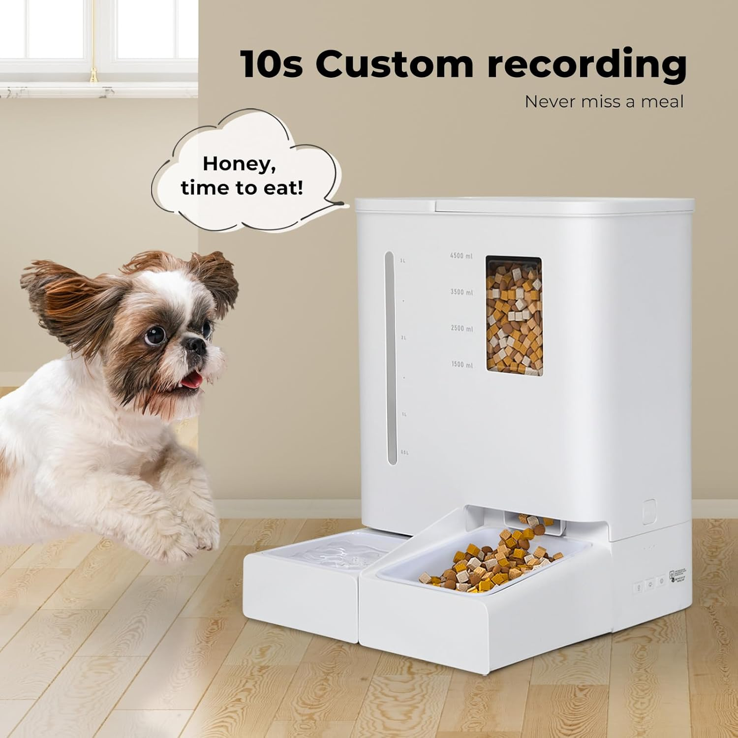 Pawz 2-In-1 Automatic Pet Feeder Waterer, Wifi Smart Dog Cat Feeding Drinker with App Control Voice Recorder, 4L Water 5L Food Large Cat Dispenser for Multiple Pets, Auto Timed Pet Feeder image number 3