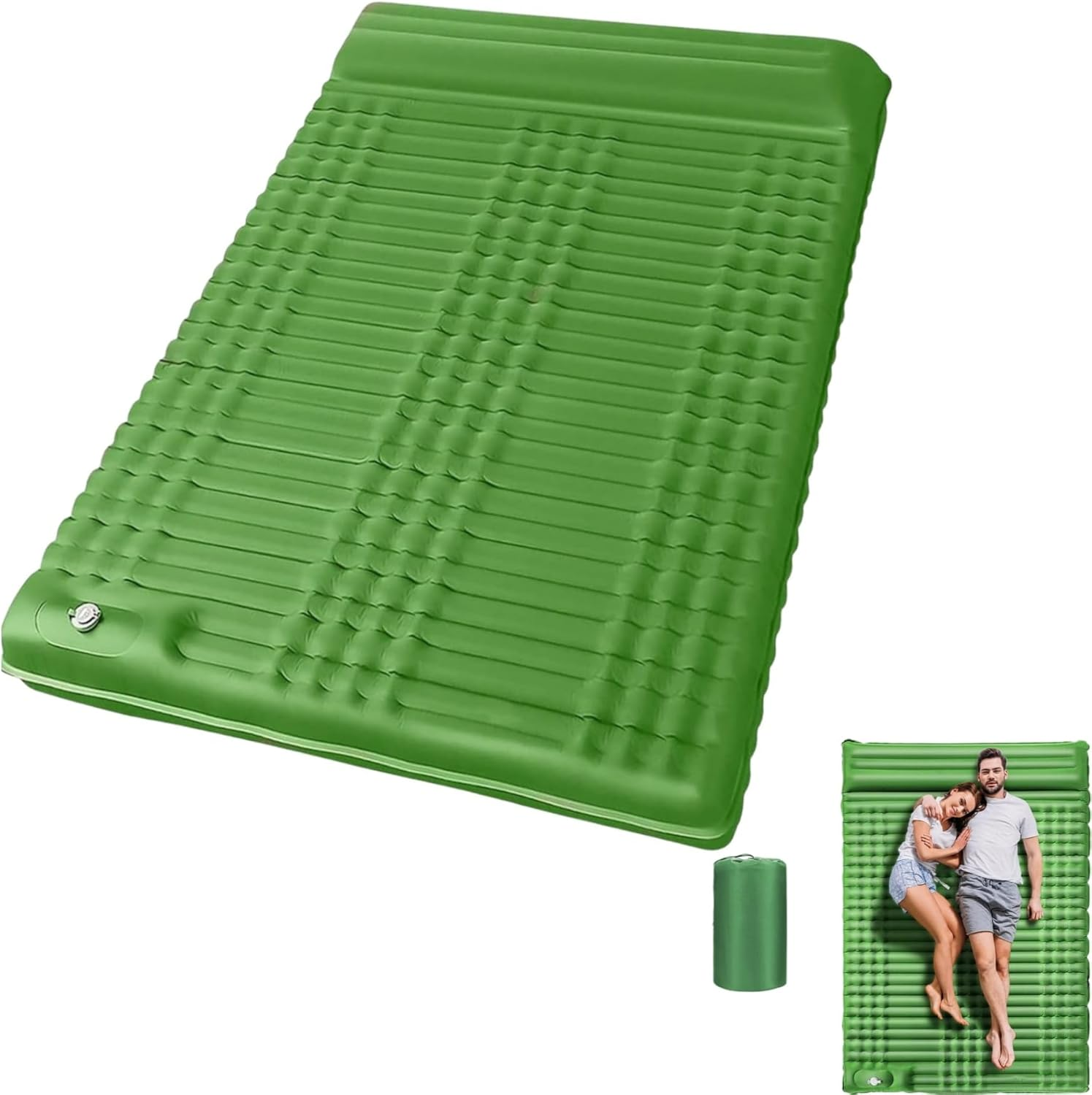 Sleeping Pad for Camping, 6" Extra-Thick Reinforced Camping Sleeping Pad with Pillows & Built-In Foot Pump, Ultralight Self Inflating Air Mattress Mat for Tent Hiking Essentials Gear image number 4