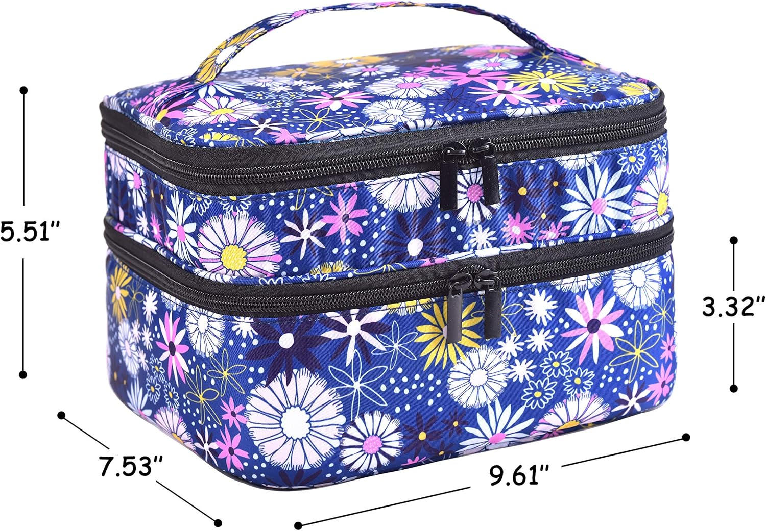 Double-Layer Nail Varnish Storage Case, Essential Oil Bag for for Nail Varnishes and Manicure, Nail Varnish Holder, Holds 30 Bottles (15Ml - 0.5 Fl.Oz) (Flower-2) image number 2