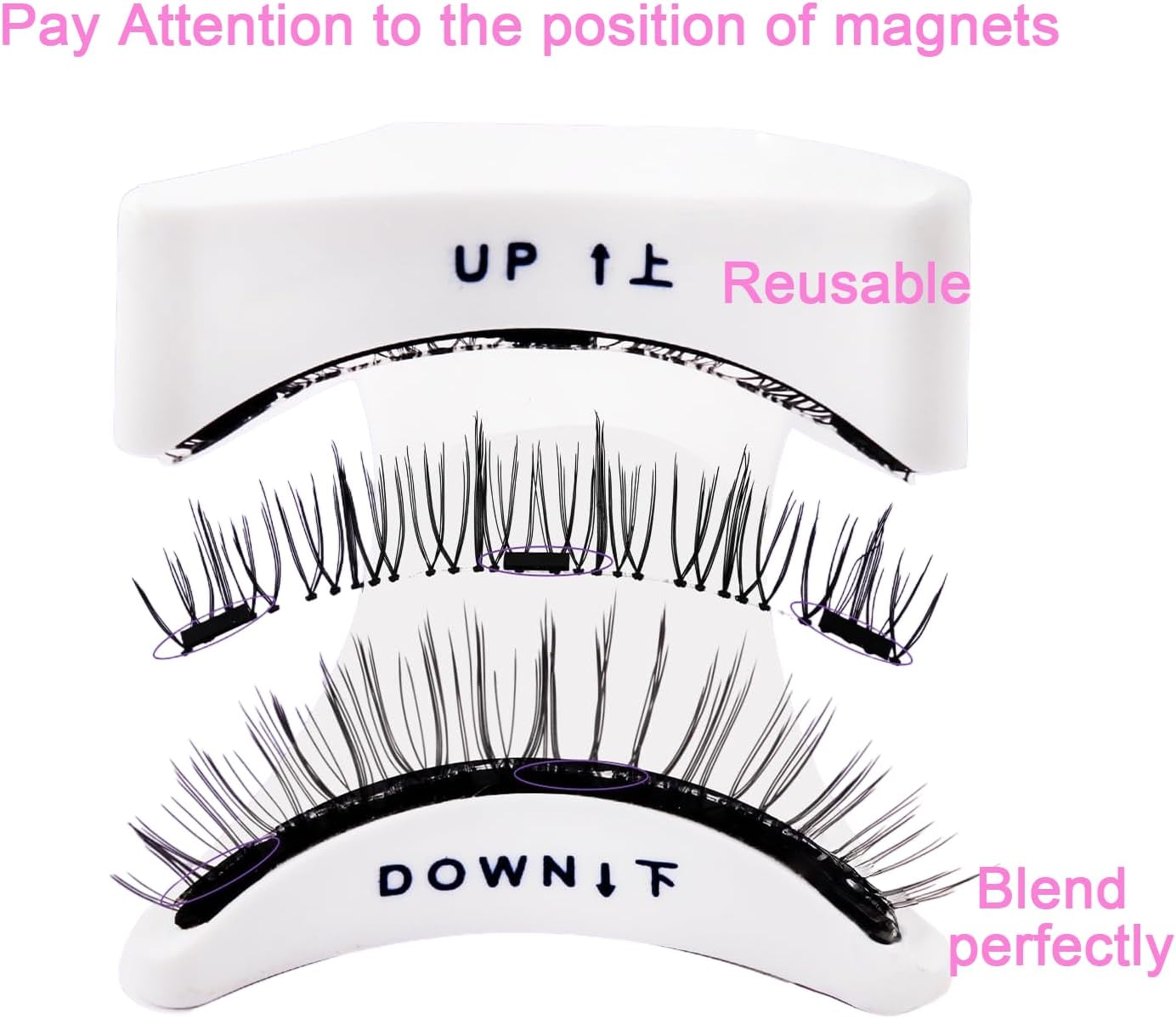 2Pcs Magnetic Eyelashes Kit, Self Adhesive Lashes, Dense Type, Super Natural Look, Reusable, Waterproof (24P+KS01) - K8+Mc001 image number 2