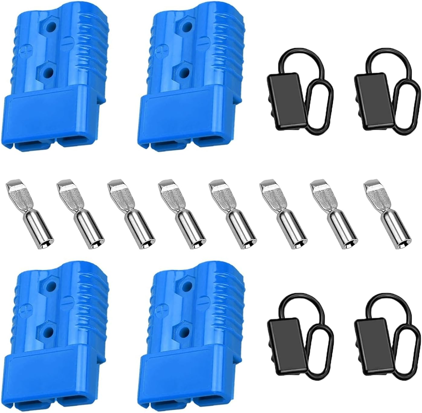 Anhoer Anderson Plug Connectors Battery Connector Quick Connect Modular Power Connectors Quick Connect Disconnect for Car Motorhome Caravan Camper Boat 600V (Red, 4 X 50A + Rubber Caps)