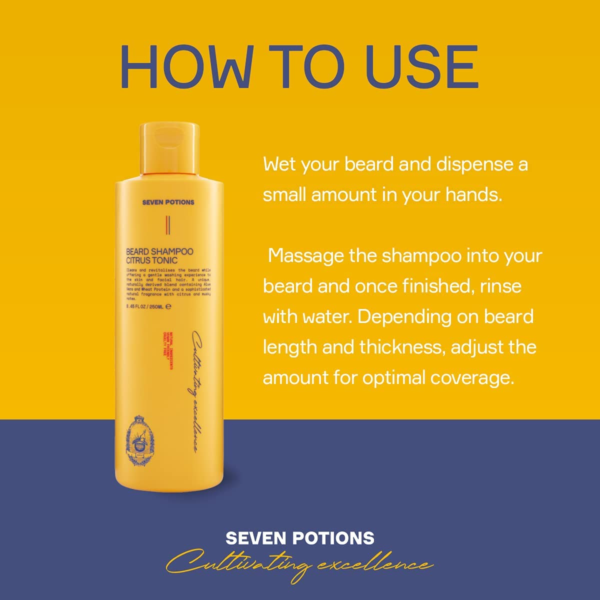 Seven Potions Beard Shampoo for Men &mdash; Gentle, Cleansing Wash for a Clean Beard with No Itch &mdash; Natural, Vegan, Cruelty Free (Citrus Tonic, 250 Ml) image number 6