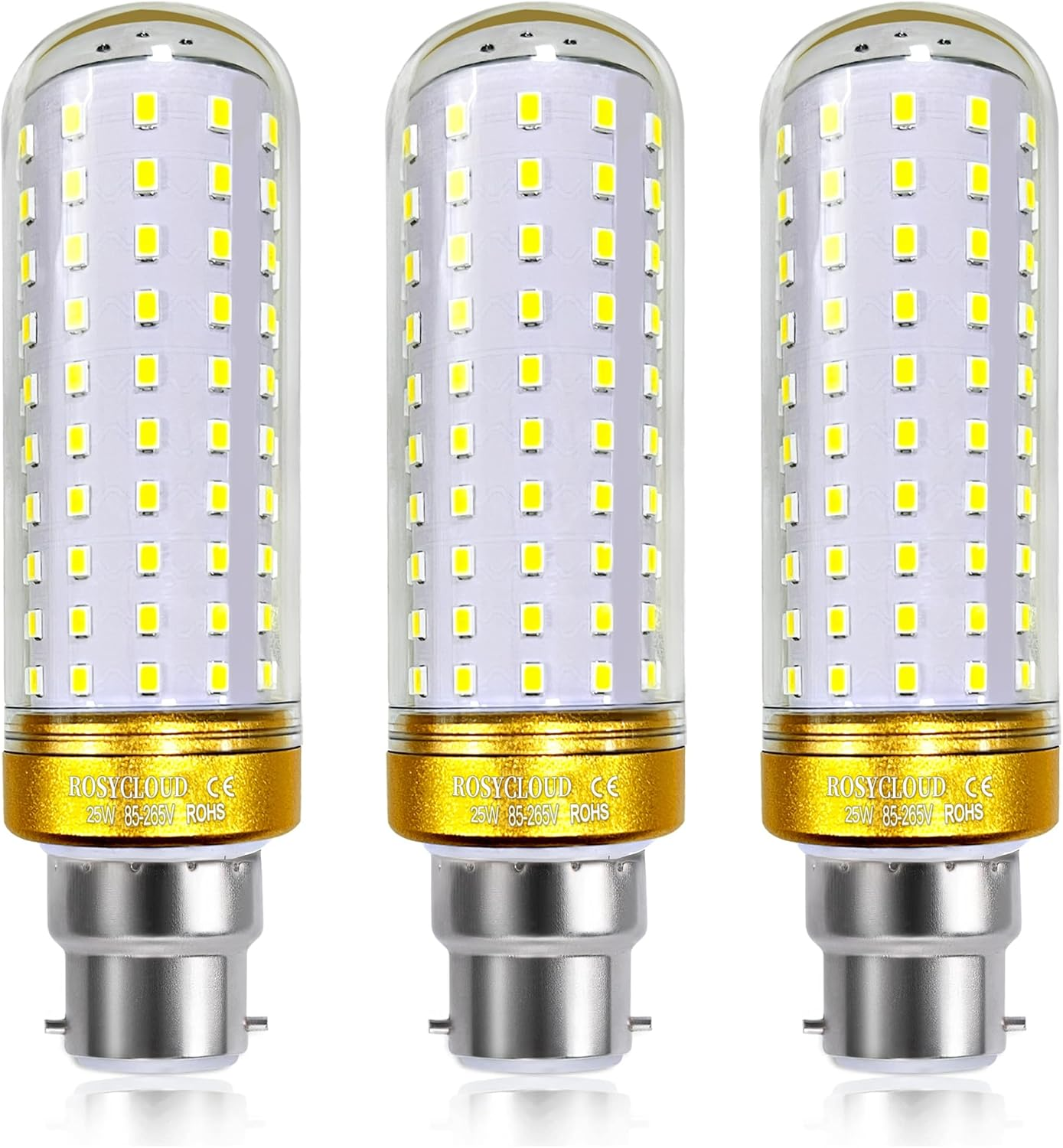 ROSY CLOUD E27 LED Bulb,20W Equivalent 200W Halogen Bulbs, 2400LM, Corn Light Bulbs for Home, Warehouse, Garden Lighting (Non-Dimmable, Warm White-E27-3 Count-Pack of 1)