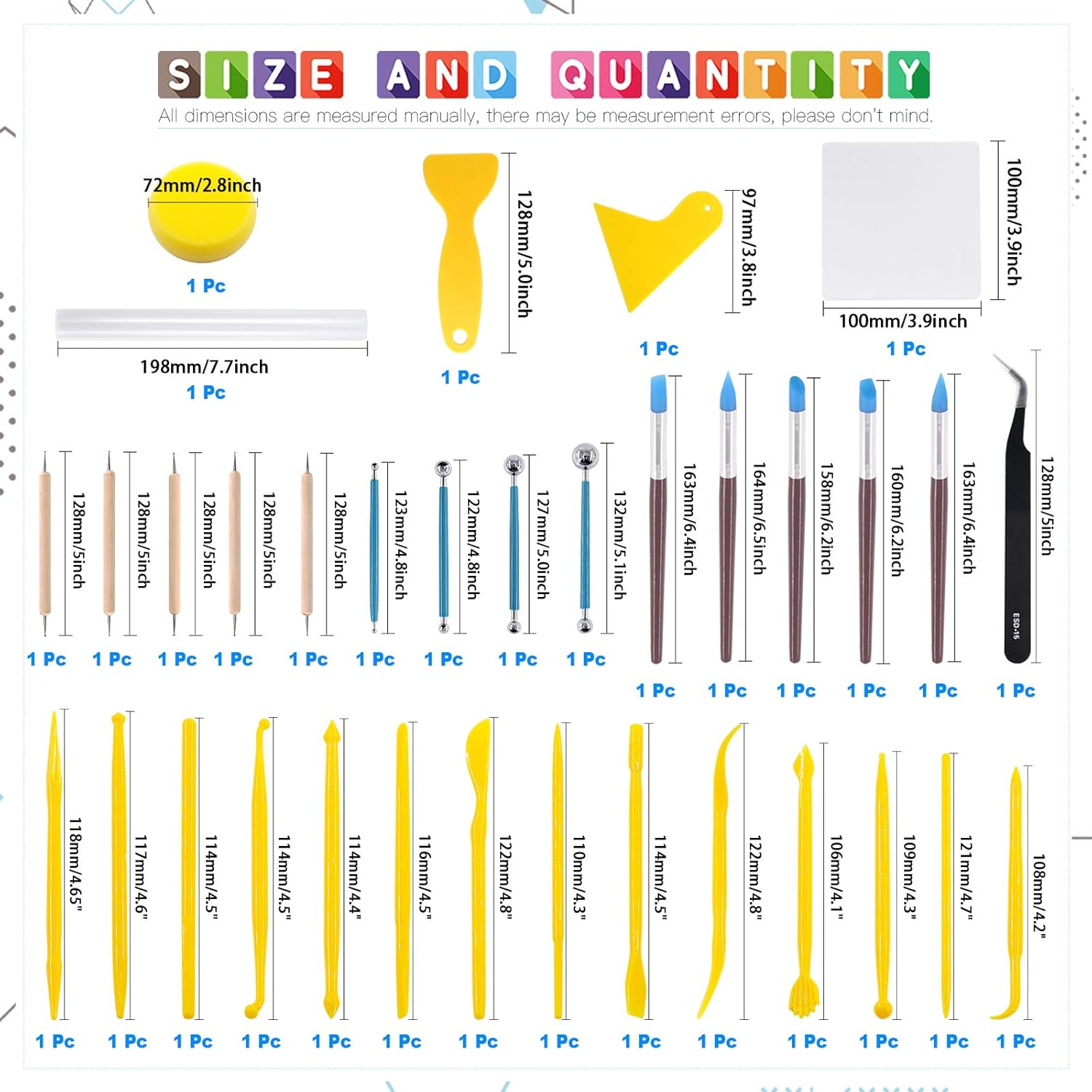 Glarks 30Pcs Carving Modeling Clay Sculpting Tools Set Including Plastic Crafts Clay Modeling Tools, Dual-End Dotting Clay Tools and Ball Stylus for Embossing Art, Coloring, Nail Art Painting image number 3