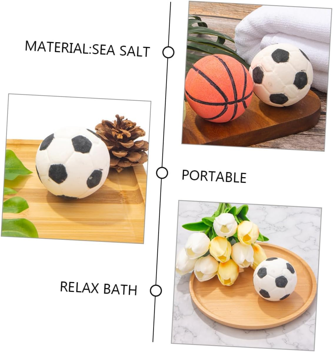 2Pcs Football Bath Salt Bomb Aromatherapy Bath Bomb Essential Oils For