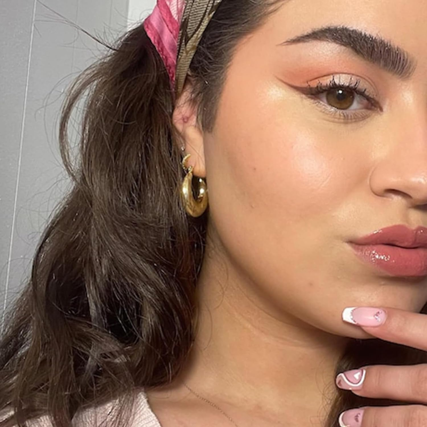 LIAN Chunky Gold Hoop Earrings 18K Real Gold Plated Large Thick Hoops Stainless Steel Lightweight Oval Hoop Earrings for Women Dainty Gold Earrings Jewelry Gifts for Teen Girls image number 7