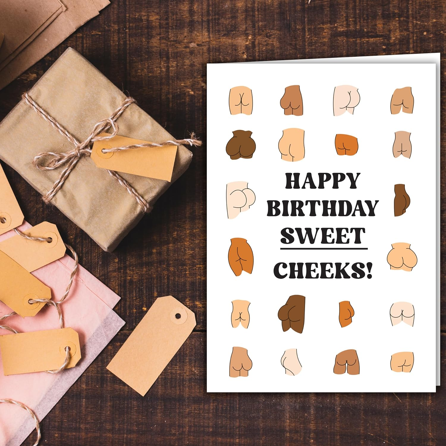 Adult Greeting Funny Birthday Cards for Women or Men. Sweet Cheeks Giant Card & Mailing Envelope. Dirty Anniversary 13X9 In. Ass Illustrations for Her Him. Bday Decor Ideas for Best Friend Coworker. image number 6