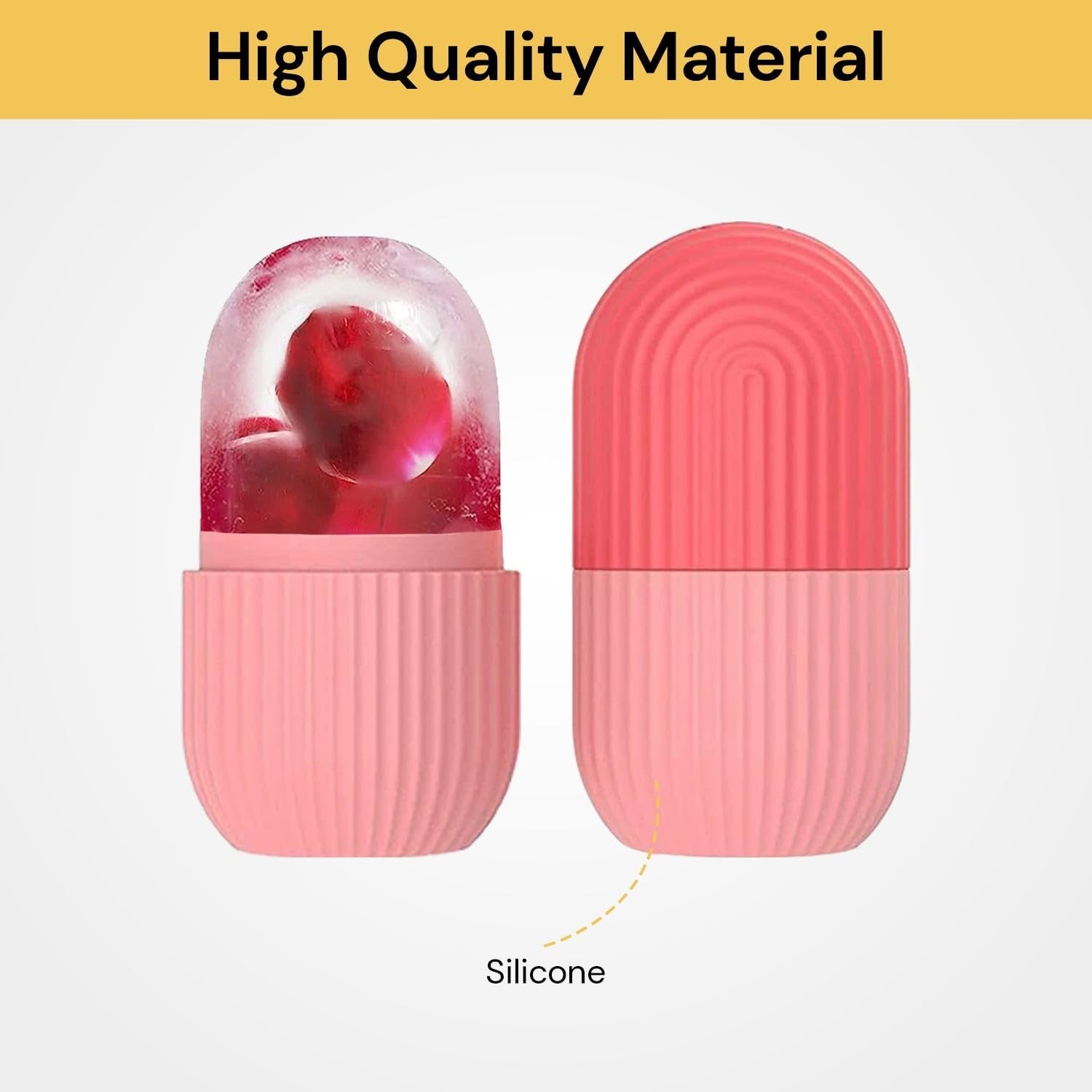 EZONEDEAL Ice Cube Roller Massager for Face, Eyes and Neck Naturally Conditioning and Skin Care, De-Puff Eye Bags, Reduce Migraine Pain, Shrink Pores anti Wrinkle Reusable Massage Silicone Ice Mold (Pink) - Pink image number 6