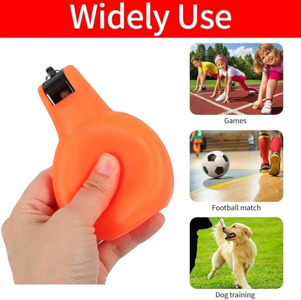 HIDOSNG 2Pcs Squeeze Whistle | Portable Referee Loud Sports Whistles,Portable Outdoor Gear, Emergent Whistles for Football, School, Game Playing, Trekking, Camping, Basketball, Hiking（Orange/Blue） image number 1