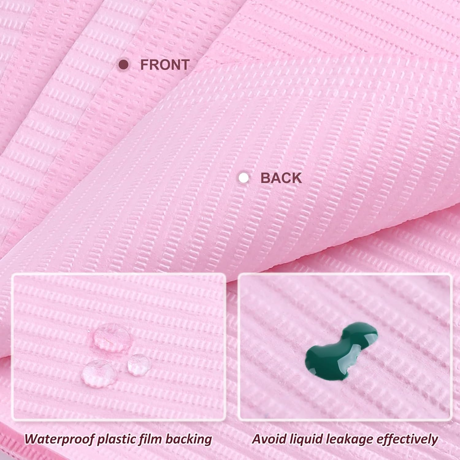 SUTOKAKA 125Pcs Pink Disposable Table Mats for Nail Art 3 Ply Foldable Waterproof Dental Bibs Tattoo Sheets Nail Practice Table Cover for Medical Supplies Manicure Salon Pads image number 3